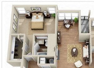 floor plan of a 3 bedroom 2 bath apartment